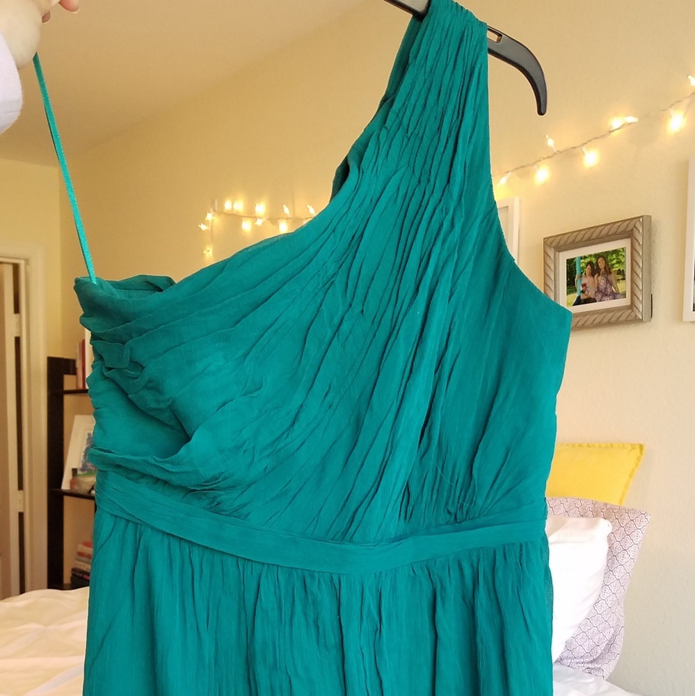 One Shoulder Teal Dress